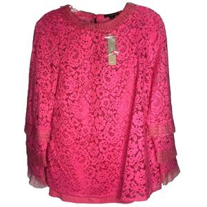 J CREW Dragonfruit Pink Lace lace blouse with Cami Size small cottagecore NEW